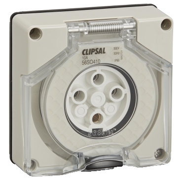 Clipsal - 56 Series, Socket Outlet Surface 4P Round 10A Less Enclosure