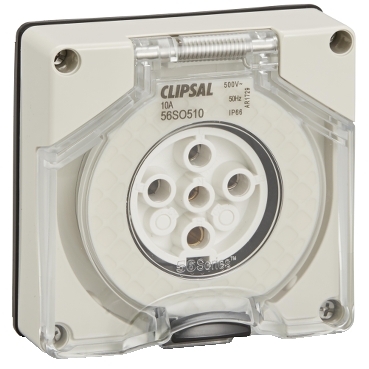Clipsal - 56 Series, Socket Outlet Surface 5 PIN Round 10A Less Enclosure