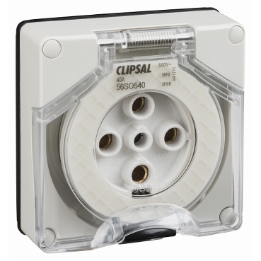 Clipsal - 56 Series, Socket Outlet Surface 5 PIN Round 40A Less Enclosure