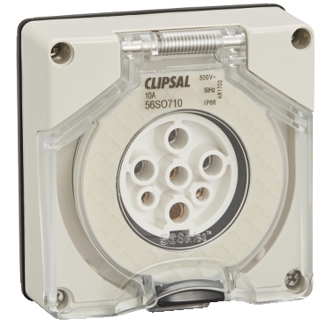 Clipsal - 56 Series, Socket Outlet Surface 7 PIN Round 10A Less Enclosure