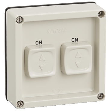 Clipsal - 56 Series, Switch Surface, IP66 2 Gang Single Pole 10A Less Enclosure