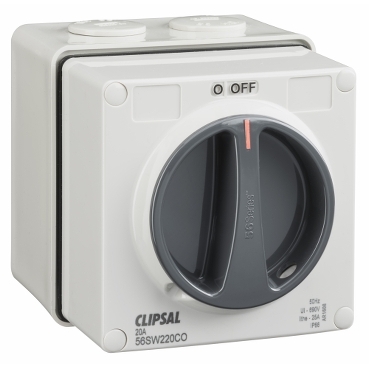 Clipsal - 56 Series, Surface Switch, 1 Gang, 2 Pole, 500VAC, 20A, Reversing And Changeover