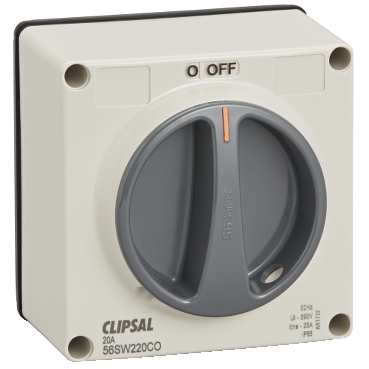 Clipsal - 56 Series, Surface Switch, 1 Gang Changeover 20A Less Enclosure (With 7 Series Mechanism)