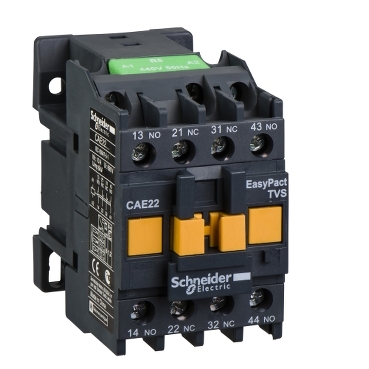 ريليه تحكم EasyPact TVS Schneider Electric مرحل التحكم مع ثلاث مجموعات من أنواع الملامسات: 2NO/2NC‏، 3NO/1NC‏، 4NO