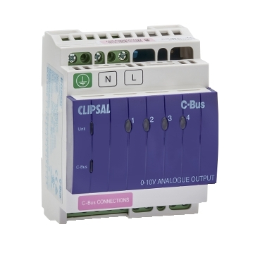 C-Bus Control And Management System, Din Rail Mounted Analogue Output Unit, 4 Channel, 240V