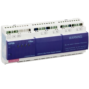 Clipsal, C-Bus, Dimmer, DIN Rail Mounted, Universal, 240V AC, 4 Channel, 2.5A, With C-Bus Power Supply