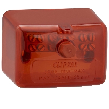 Clipsal - Max 4, Mini Active Link, 110 A 500 V 6 Hole With Cover Red