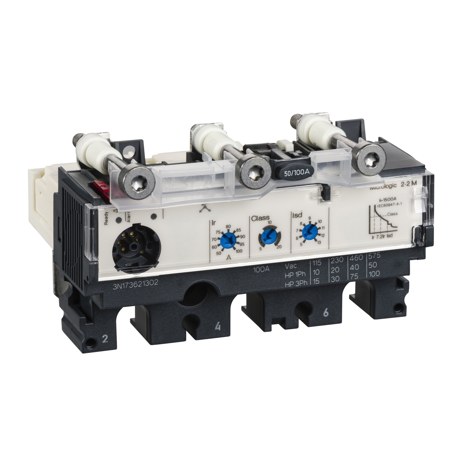 trip unit MicroLogic 2.2 M for ComPact NSX 250 circuit breakers, electronic, rating 220 A, 3 poles 3d