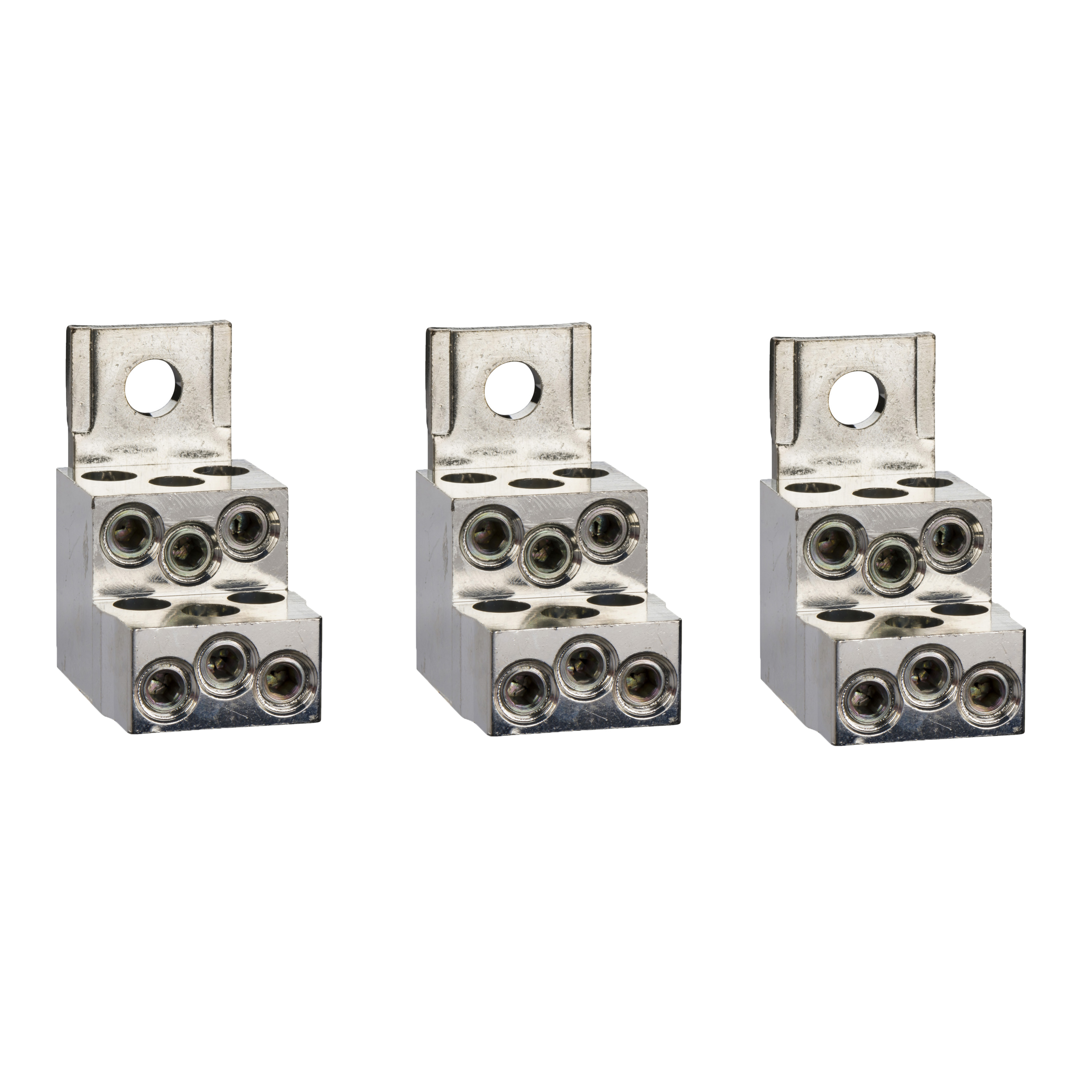 Aluminium bare cable connectors, ComPacT NSX, for 6 cables 1.5mmÂ² to 35mmÂ², 250A, set of 3 parts