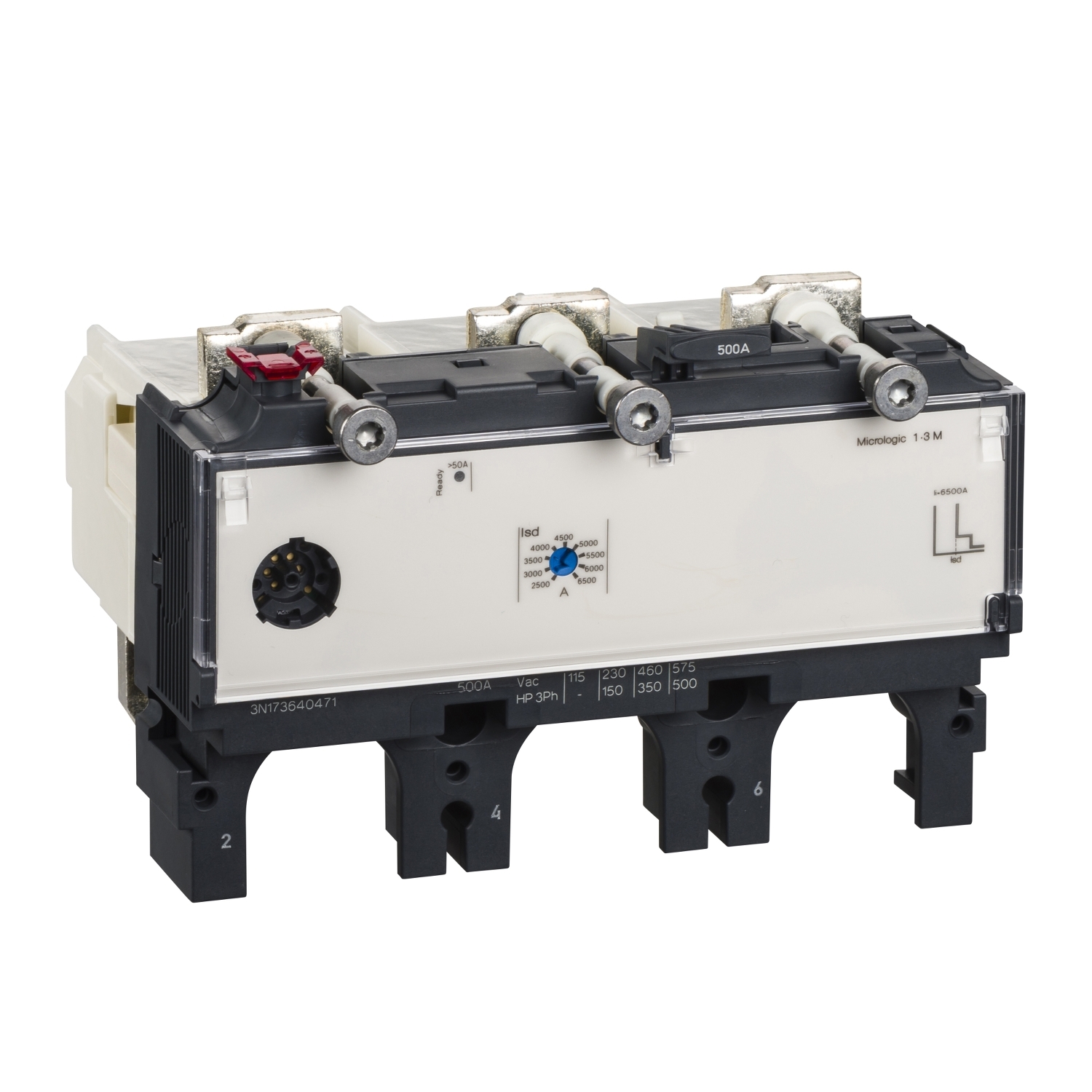 trip unit MicroLogic 1.3 M for ComPact NSX 630 circuit breakers, electronic, rating 500 A, 3 poles 3d