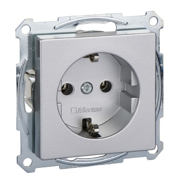 Merten MEG2301-0460 Presa SCHUKO Con Terminali A Innesto - Alluminio, Sistema M, Schneider Electric