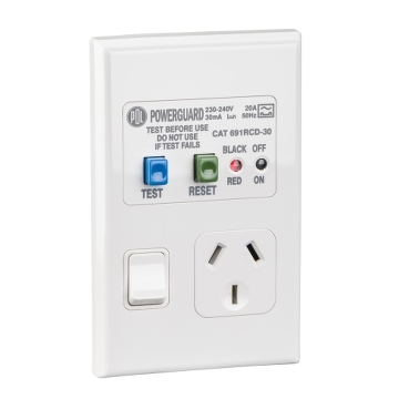 600 Series, Switched Socket, 10A RCD 30mA Trip