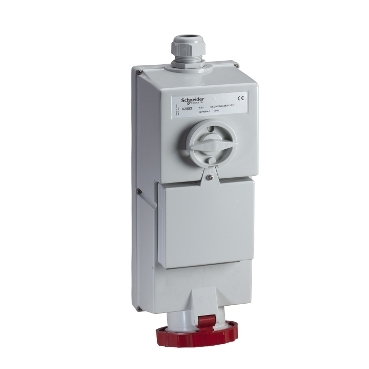 ISOBLOCK Falra szerelhető, reteszelhető aljzat, 3P+N+F, 6h, 63A, 415V, IP65, védelem nélkül 82883