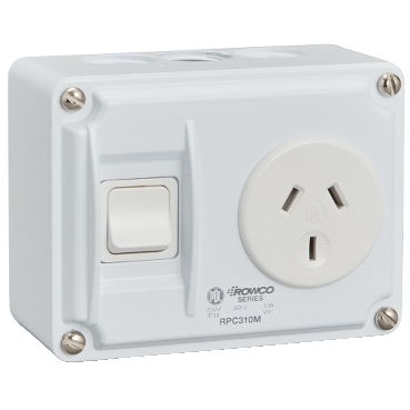 Rowco Metal Protected Series, Ip30, 1 Switch, 250V, 10A, 3 Pins, 105 X 80 X 54mm