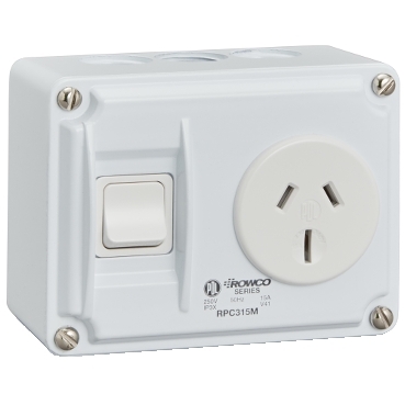 Rowco Metal Protected Series, Ip30, 1 Switch, 250V, 15A, 3 Pins, 105 X 80 X 54mm