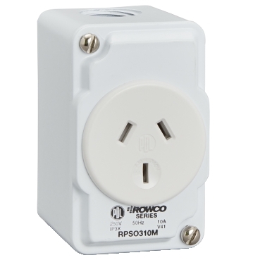 Rowco Metal Protected Series, Ip30, 1 Outlet, 250V, 10A, 3 Pins