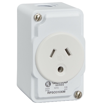 Rowco Metal Protected Series, Ip30, 1 Outlet, 250V, 10A, 2 Pins And Round Earth