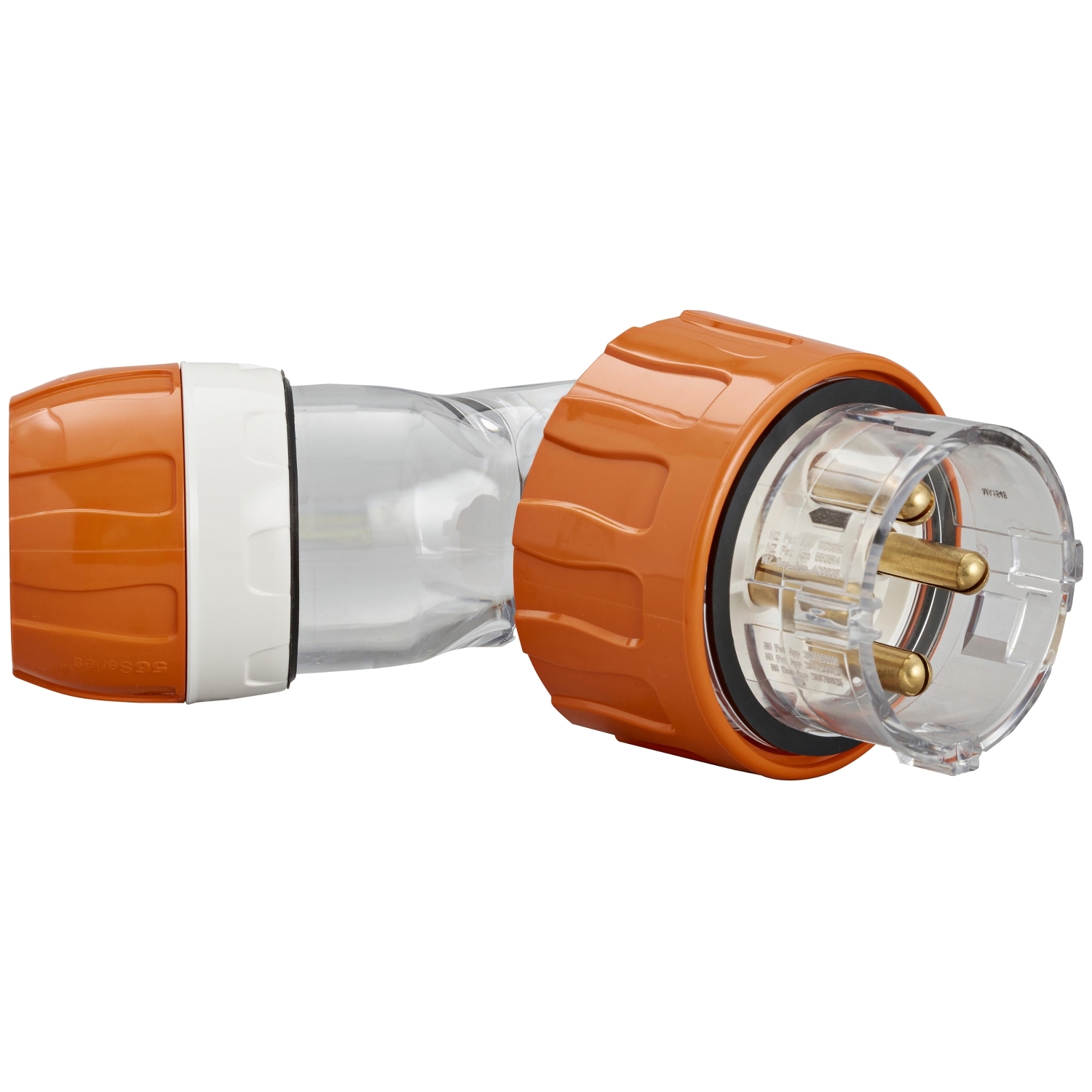 PDL 56 Series - Plug Angled 40A 500V 3-Phase 4-Round Pin IP66 - Orange