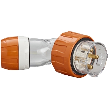 56 Series, Plug Angled, 40A 500V 3-Phase 4-Round Pin IP66, Orange