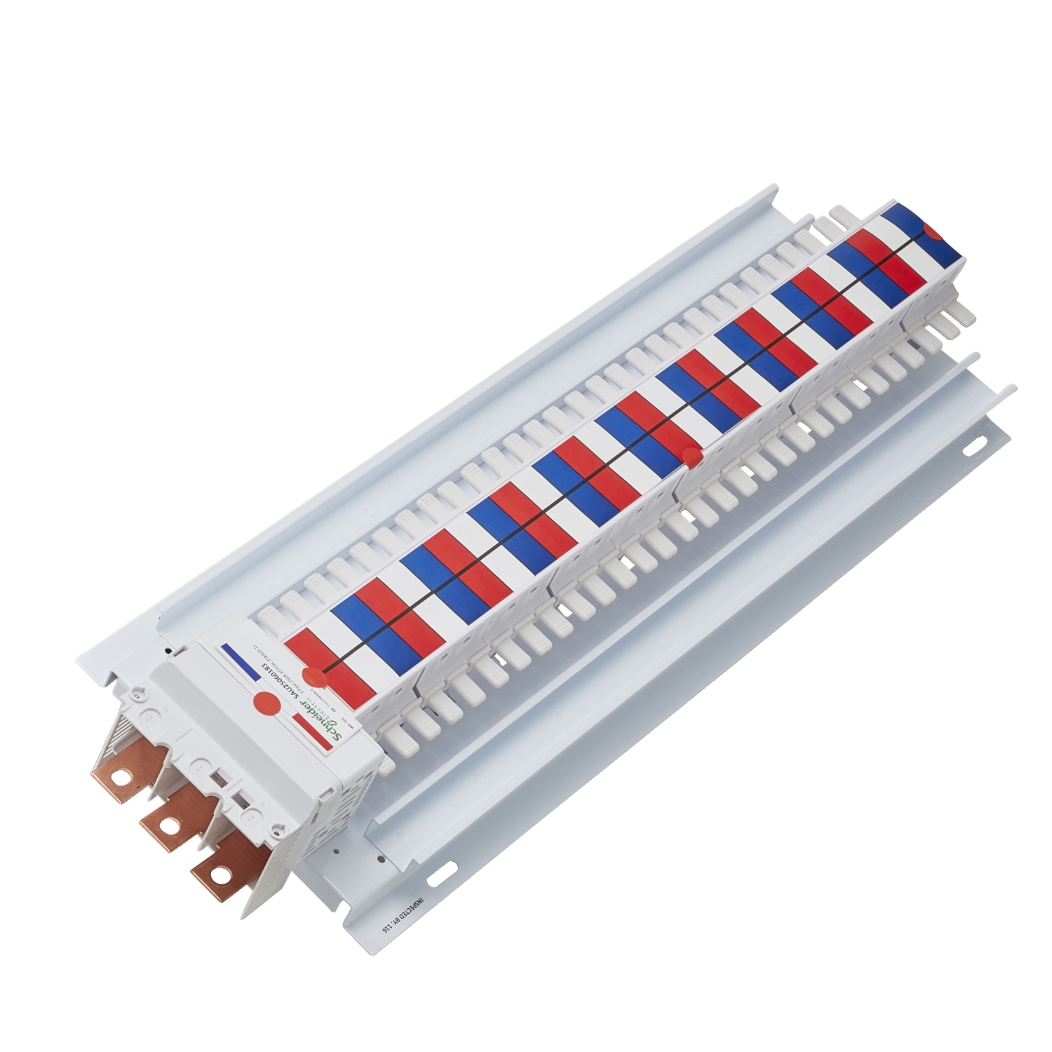 SAU Chassis, Acti9, 250A, 3Ph, 60 poles, 18mm for iC60 MCB and RCBO, top or bottom