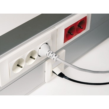 OptiLine 70 trunking in Aluminium. 185x55. Altira wiring device, side-earthed (schucko)