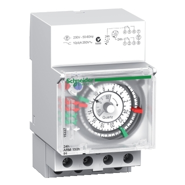 Acti 9 IH Mechanical Time Switch, 24 H, 150 H Memory, 2C With Power Reserve