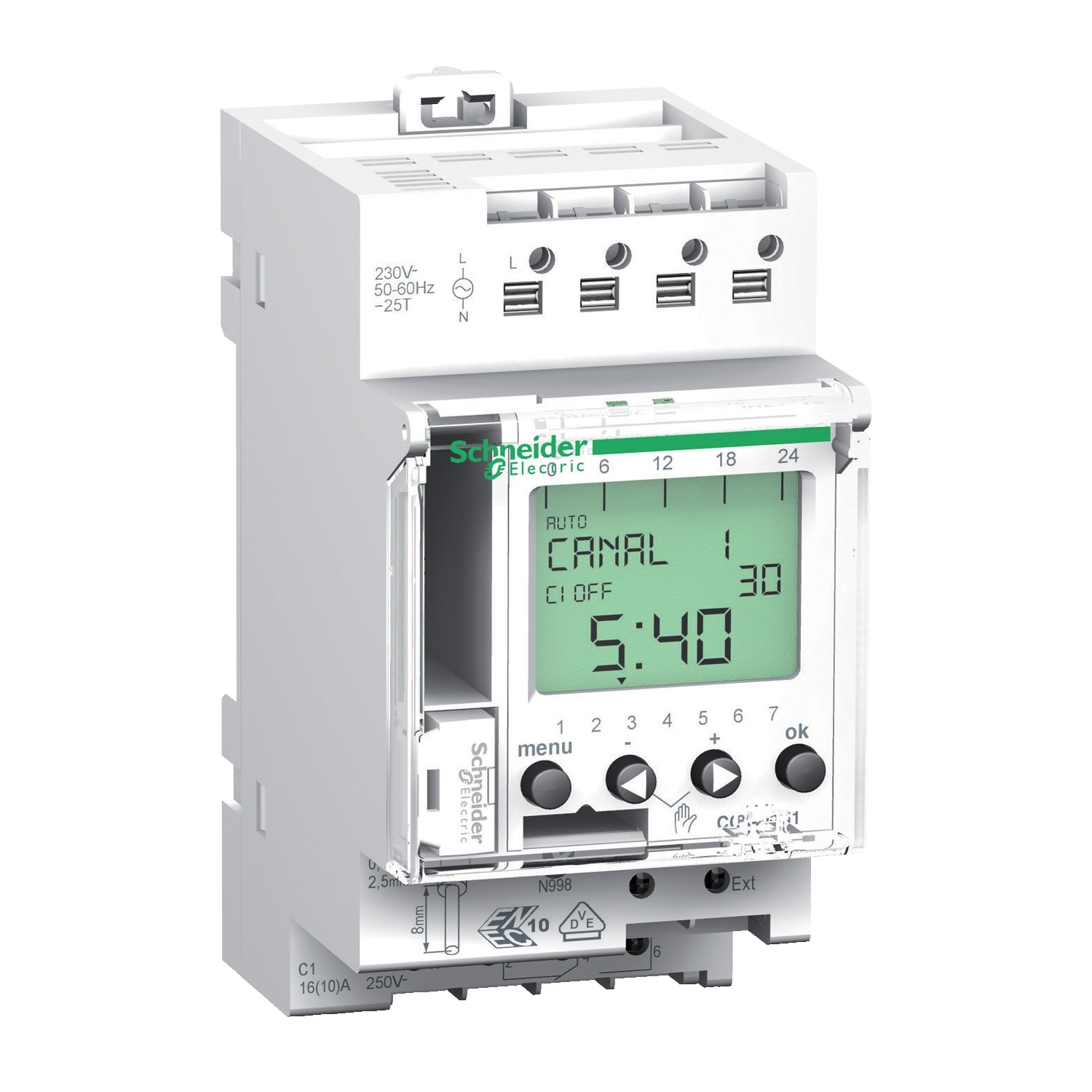 CCT15851 Acti9 IHP+ 1C digital time switch 24 hours + 7 days Schneider Electric Global