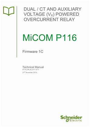 MiCOM P116, Manual (global file) P116/EN M/A11 version 2.7