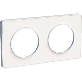 S52C804 Plaque de finition double Odace Touch, blanc liseré blanc, clipsable