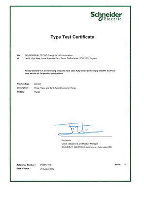 P123R Type Test Certificate