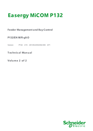 Easergy MiCOM P132, Manual (global file) P132/EN M/R-g8 (P132 ‑315 ‑671)