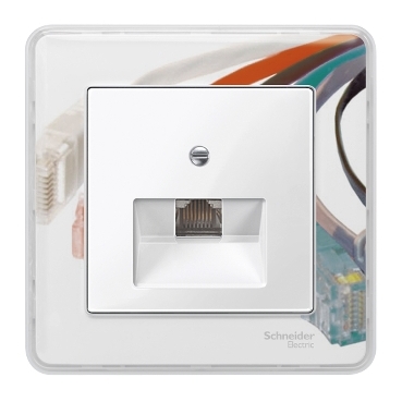 MERTEN Fedlap, 1xRJ45 aljzathoz, döntött, System-M, polárfehér