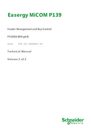Easergy MiCOM P139, Manual (global file) P139/EN M/R-g8 (P139 ‑319 ‑671)