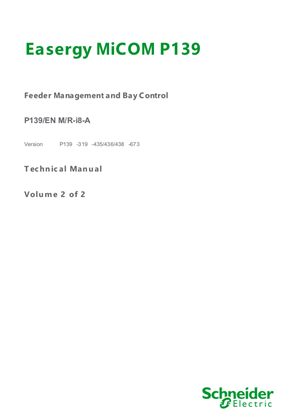 Easergy MiCOM P139, Manual (global file) P139/EN M/R-i8 (P139 ‑319 ‑673)