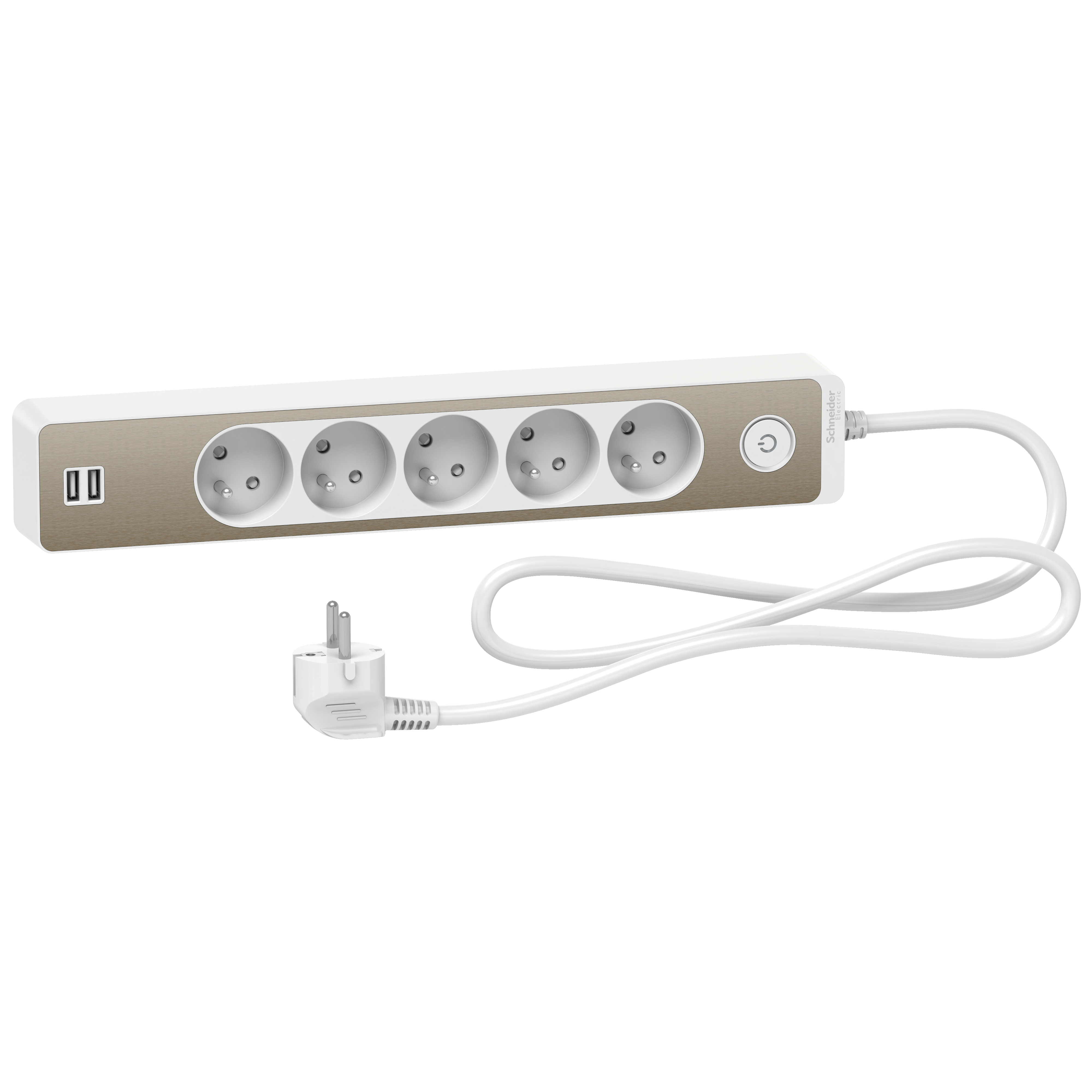 Multipr 5P 2USB 1,5m blc/bronz