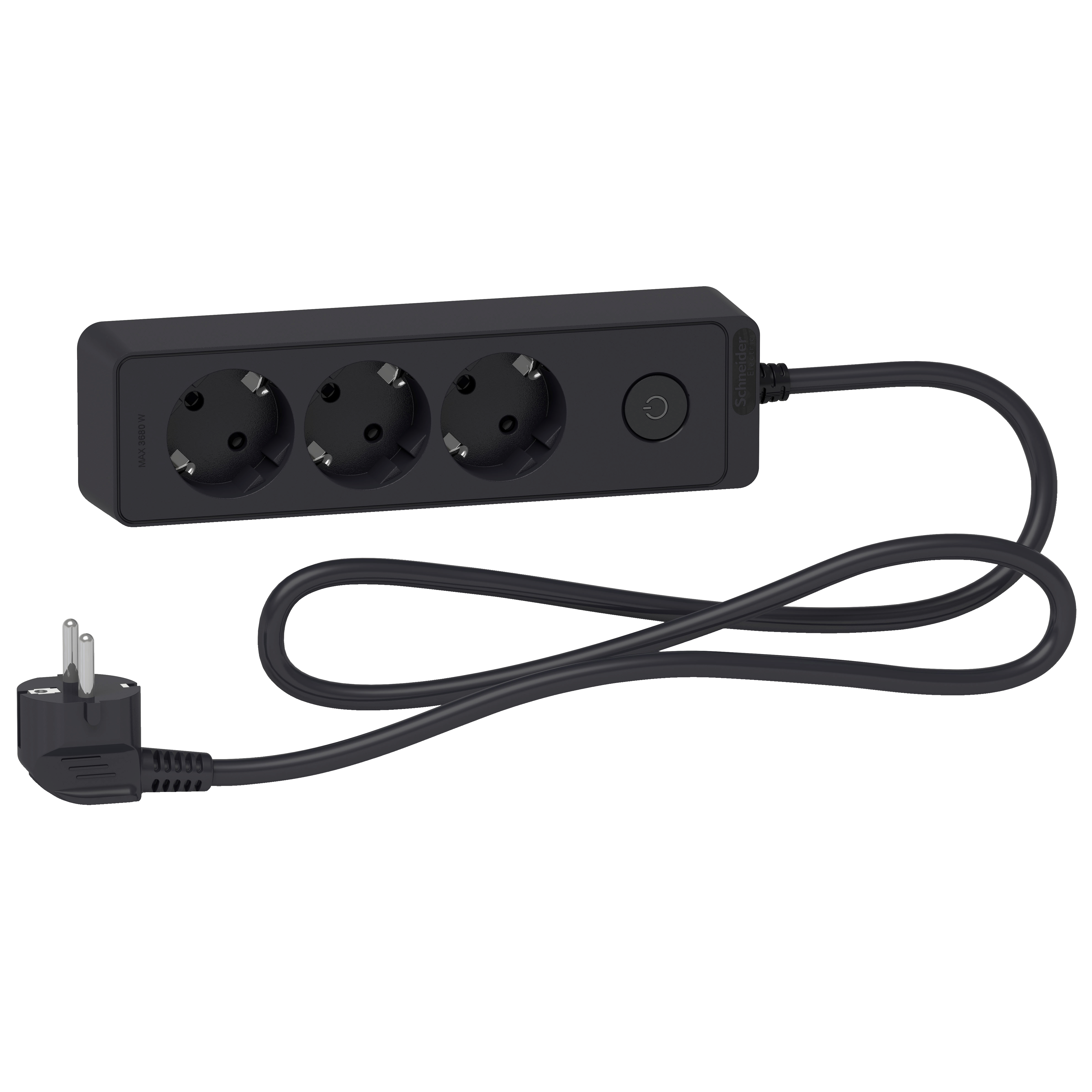 Trailing lead, Unica extend, 3 Schuko, 1.5m cable, anthracite
