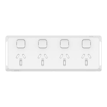 Pro Series, Quad Power Point Skin, Horizontal Mount, 250V, 10A, Clip-On