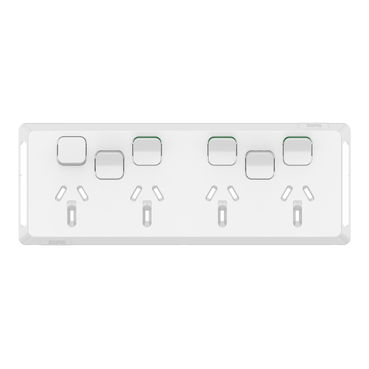 Clipsal Pro Series, Quad Power Point Skin With 2 Extra Switches, Horizontal Mount, 250V, 10A, Clip-On