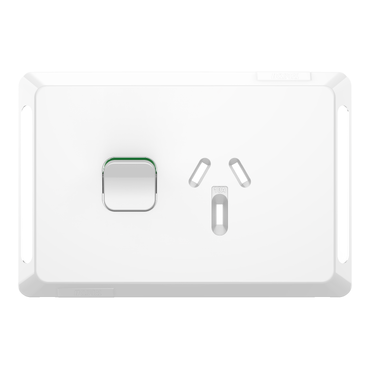 Pro Series, Single Power Point Skin, Horizontal Mount, 250V, 10A, Clip-On