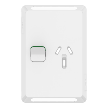 Pro Series, Single Power Point Skin, Vertical Mount, 250V, 10A, Clip-On