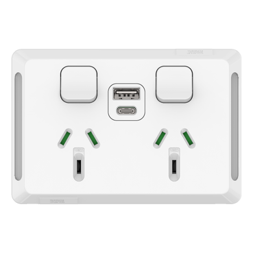 Extra Vivid White Twin Gpo Horizontal With Usb A C