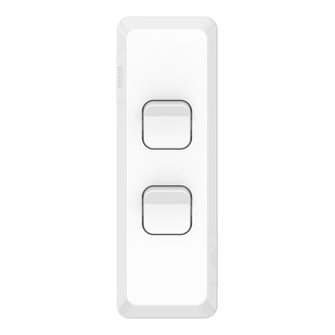 Pro Series, Architrave Switch, Vertical Mount, 2 Gang, 250V, 20A, /16AX