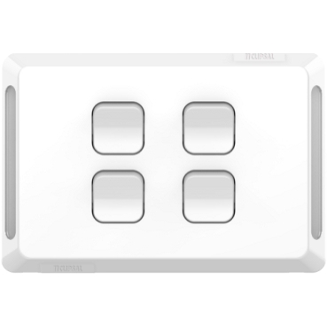 Clipsal Pro Series, Flush Switch, Horizontal Mount, 4 Gang, 1-Way/2-Way, 250V 20A, /16AX