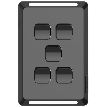 Clipsal Pro Switch Plate Skin, 5 Gang, Horizontal/Vertical Mount, Clip-On