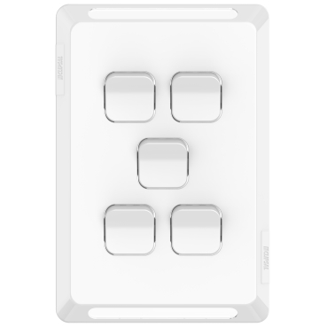 Clipsal Pro Series, Switch Plate Skin, 5 Gang, Horizontal/Vertical Mount, Clip-On