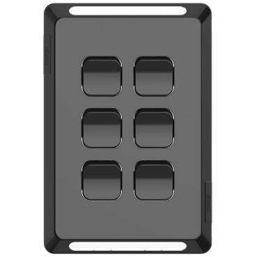 Clipsal Pro Switch Plate Skin, 6 Gang, Horizontal/Vertical Mount, Clip-On