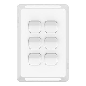 Clipsal Pro Series Switch Plate Skin, 6 Gang, Horizontal/Vertical Mount, Clip-On