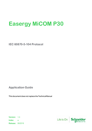 Easergy MiCOM P30 - IEC 60870-5-104 protocol