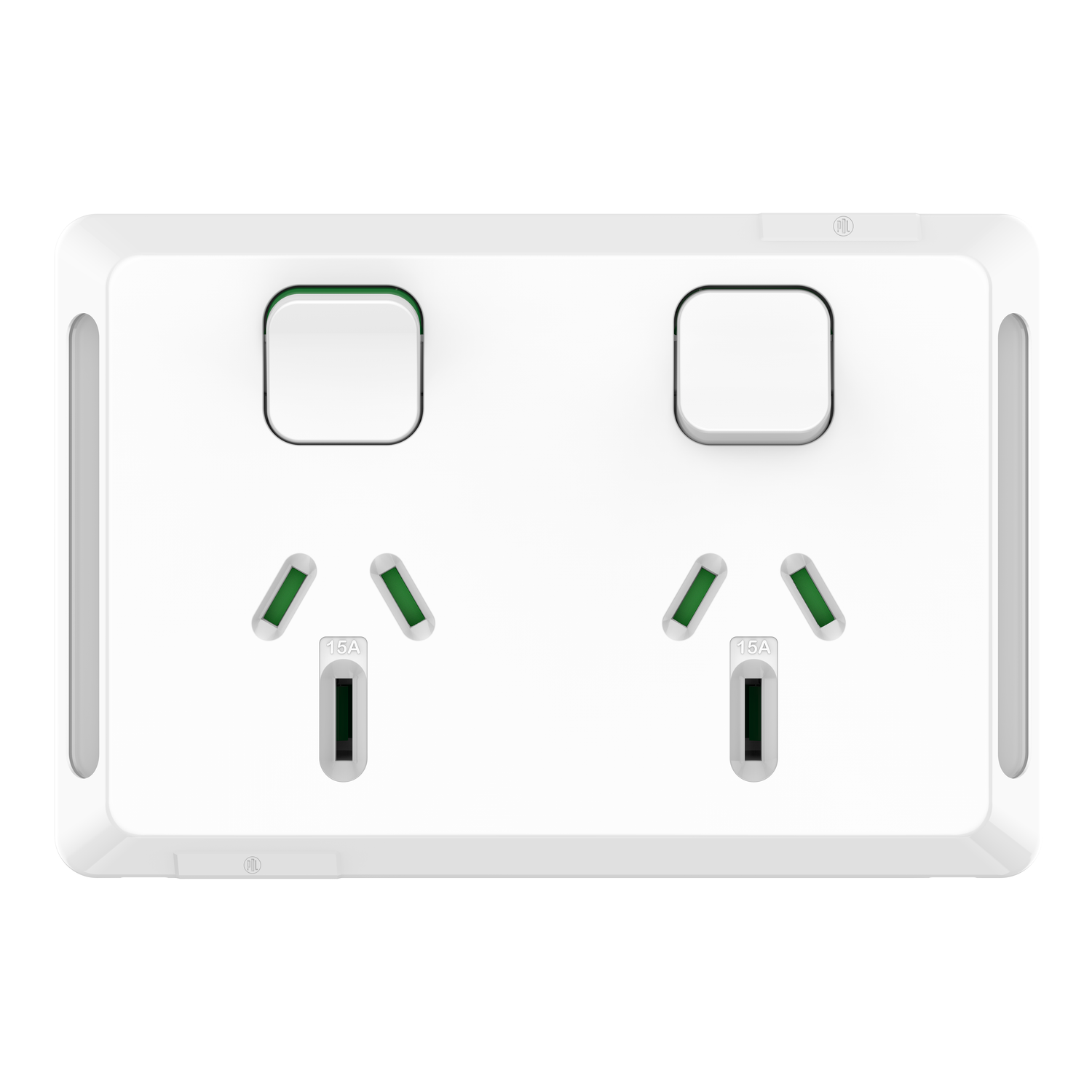 PDL Pro Series - Double Swiched Socket 15A Horizontal - White
