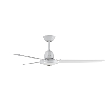White Electric Ceiling Sweep Fan 3 Aluminium Blades 1200mm - Small 3 Blade Ceiling Fan No Light